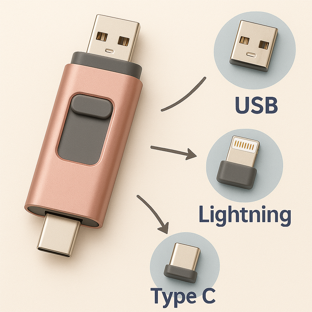 Clé Usb Portable pour I-Phone, I-Pad & android 3-en-1 8G Métal Otg Disque Usb 3.0 Clé Usb Portable pour I-Phone, I-Pad & android 3-en-1 8G Métal Otg Disque Usb 3.0