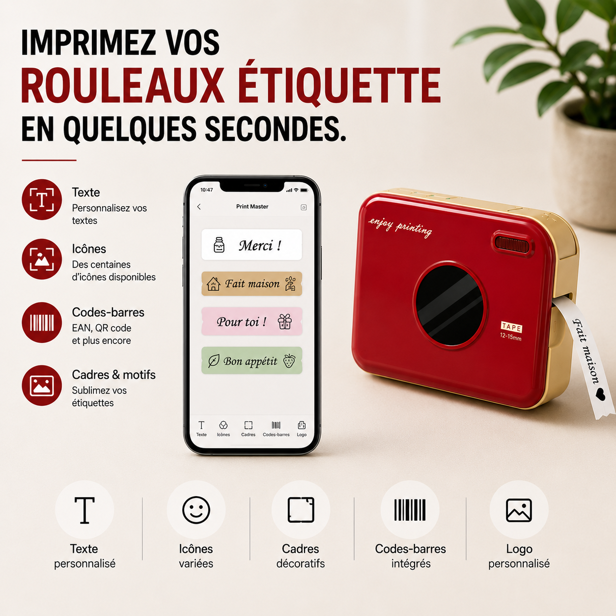 Phomemo A30 - Imprimante thermique rubans