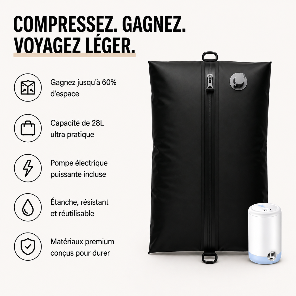 Compack™ – Sac de voyage compressible