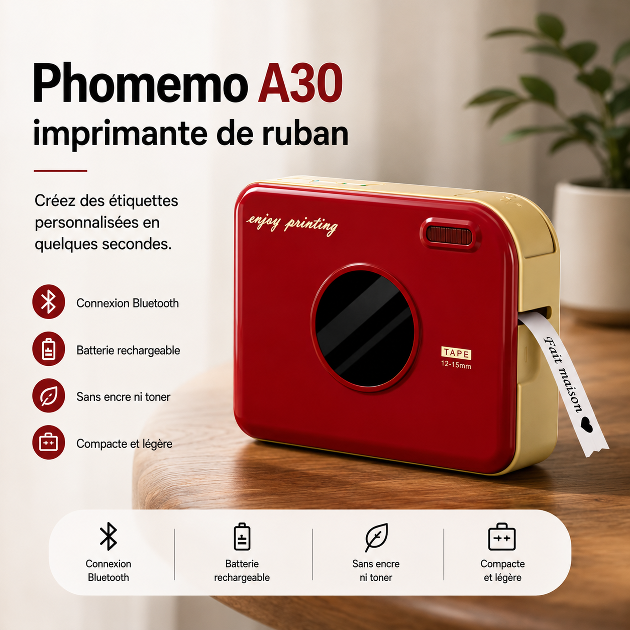 Phomemo A30 - Imprimante thermique rubans