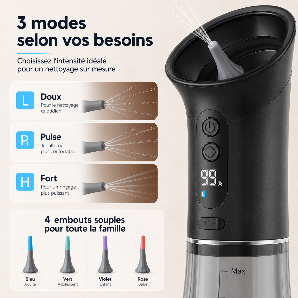 AuriClean™ - Nettoyeur d’oreilles électrique à jet d’eau