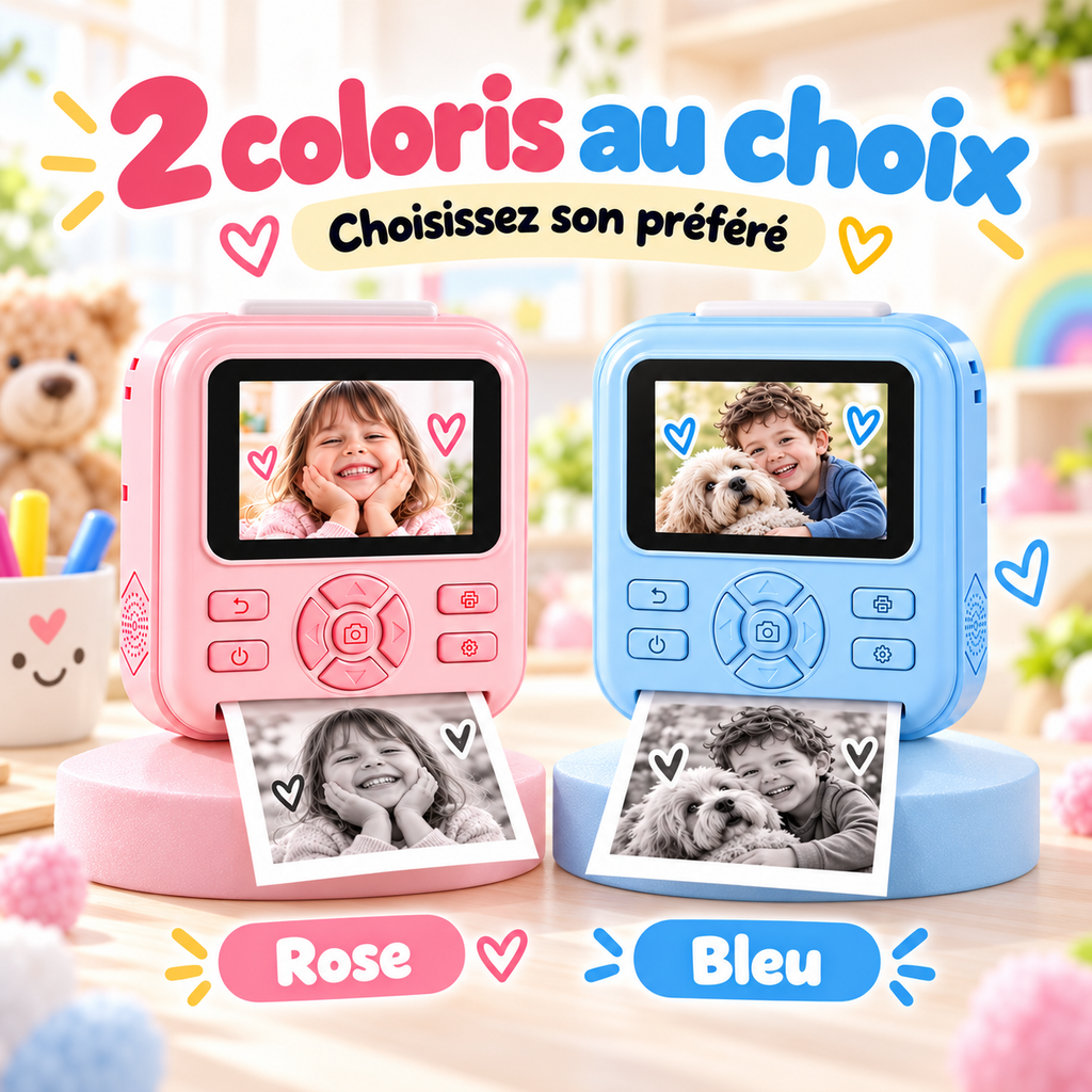 KidsCam disponible en 2 coloris, rose ou bleu