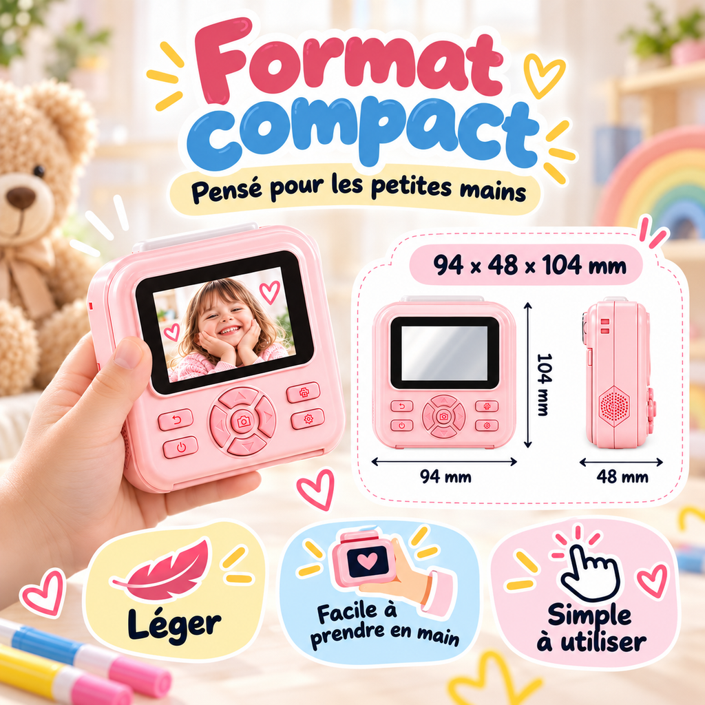 KidsCam format compact 94 x 48 x 104 mm pour petites mains