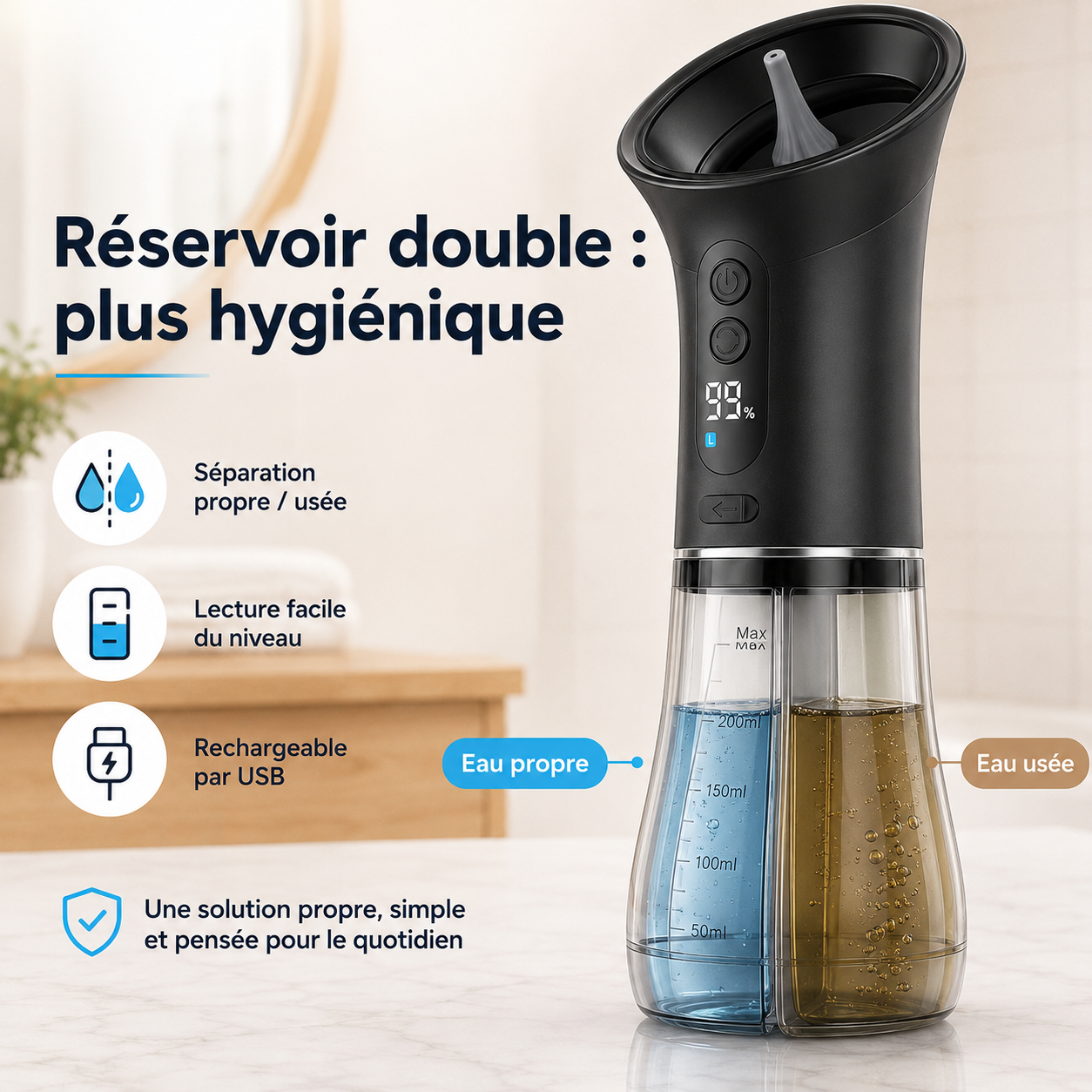 AuriClean™ - Nettoyeur d’oreilles électrique à jet d’eau