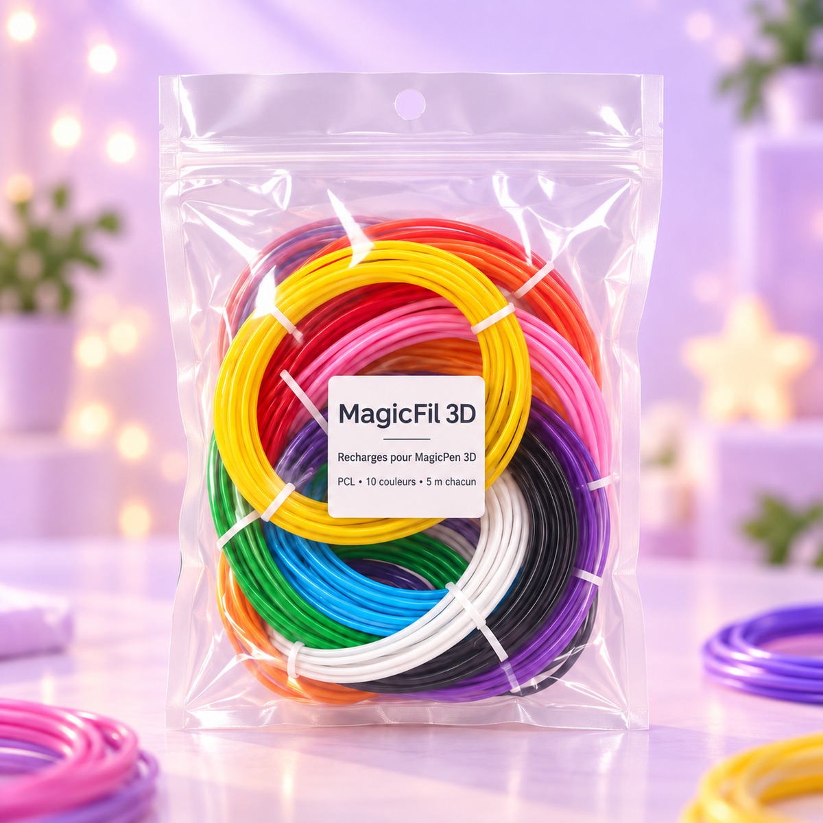 MagicFil 3D – Lot de 10 Recharges de filament PCL (5m)