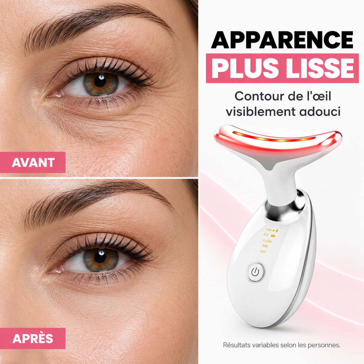 LiftGlow - Appareil de soin visage LED 3-en-1